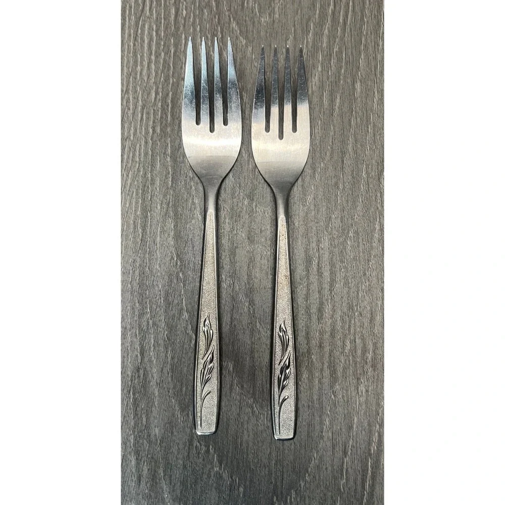 Oneida‎ Custom Stainless Autumn Memory Forks Set of 2 Vintage Silverware